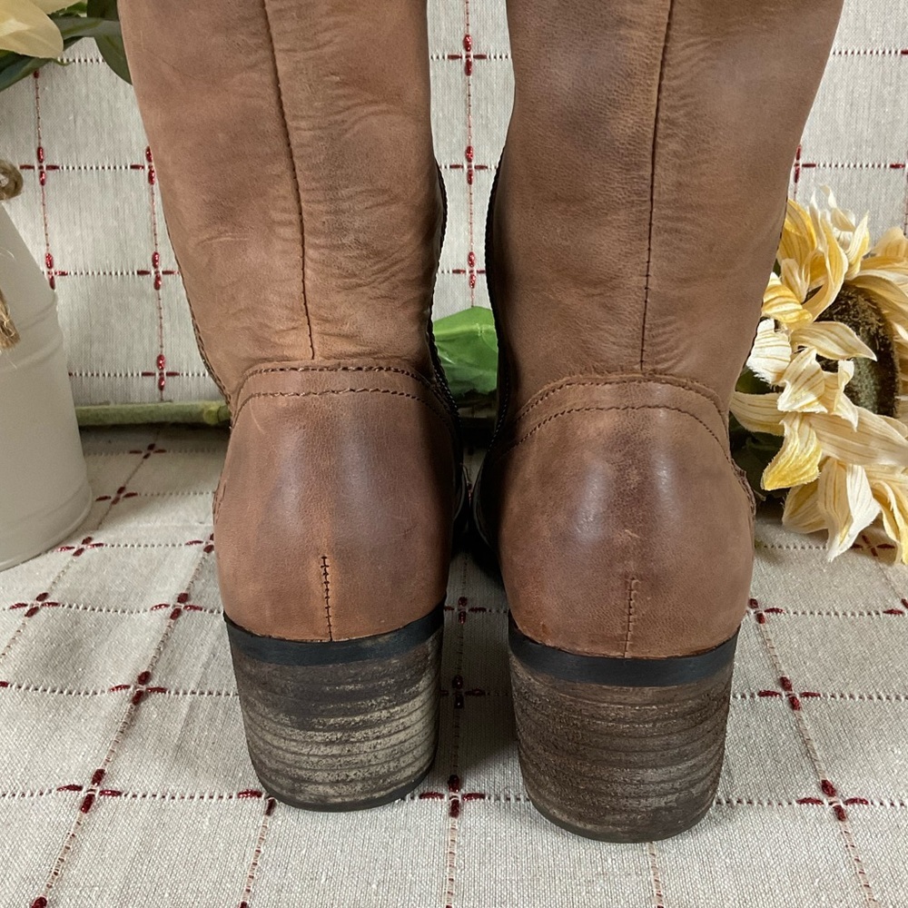 BORN Fannar Distressed Brown Leather Knee High Boots Size 6 NWOB Riding Boots - Picture 5 of 12